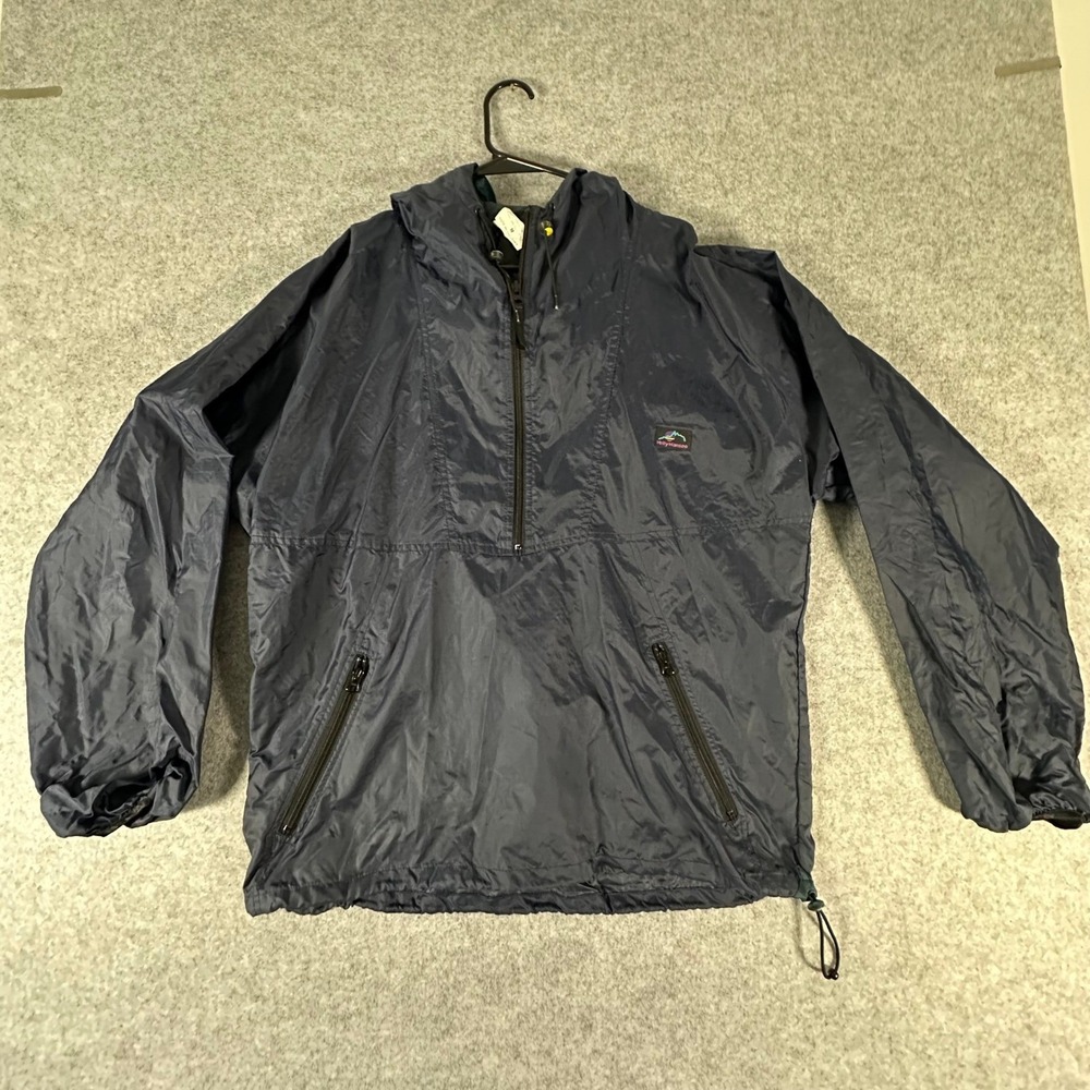 Helly Hansen Windbreaker Jacket Mens Size M Navy Blue Vintage Anorak 1/4 Zip